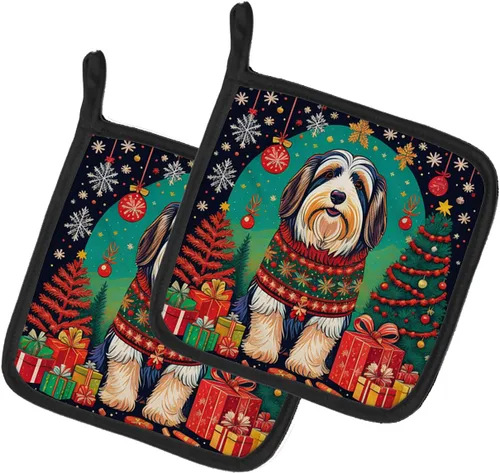Vista 11 de Affenpinscher - Par de soportes para ollas de Navidad