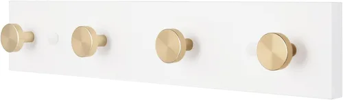 Vista 8 de HASWARE Ganchos de pared de 16 pulgadas, perchero de madera con 4 ganchos de pared de aluminio, para sombrero, toalla, bolsa de llaves