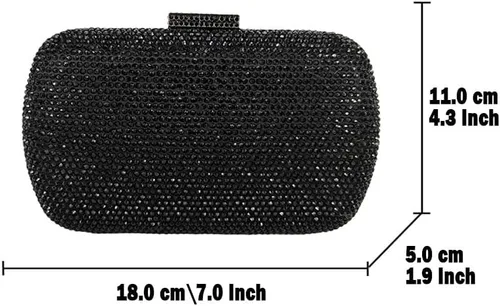 Vista 3 de Boutique De FGG Bolsos de noche y embragues brillantes para mujer, bolso de mano de cristal para fiesta formal, bolso de mano con diamantes