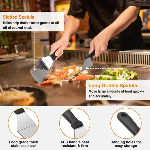 Vista 4 de Kit de accesorios para parrilla, juego de 25 piezas de accesorios de parrilla de parte superior plana para Blackstone y Camp Chef, juego