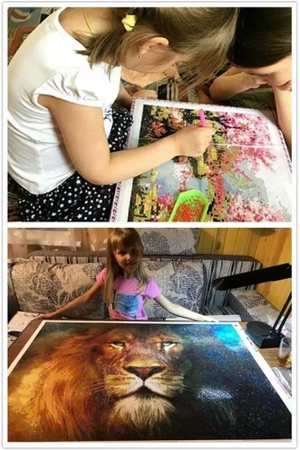Vista 7 de ZSNUOK - Kit de pintura de diamantes 5D para bricolaje, kit de arte de diamantes 5D, taladro redondo completo para adultos o niños, kits de bordado