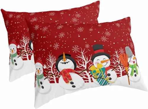 Vista 10 de Fundas de almohada de tamaño estándar de muñeco de nieve negro, paquete de 2 fundas de almohada suaves decorativas para sofá de cuerpo largo