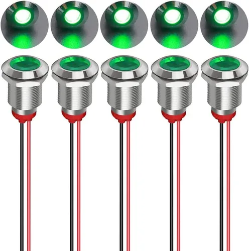 Vista 7 de Gebildet 5 piezas de luz piloto indicadora LED de plástico AC/DC 12-24V, tamaño del orificio de montaje 12 mm (rojo/naranja/azul/verde/blanco)