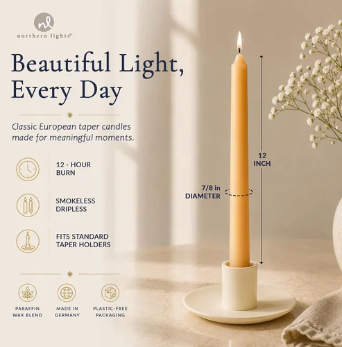 Vista 5 de Northern Lights Candles - 12" 2PK Premium Tapers, Burdeos - 72884