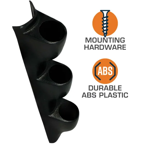 Vista 2 de GlowShift Porta instrumentos universal en negro para pilar triple - Compatible con cualquier marca/modelo de auto o camión - Plástico ABS - Monta