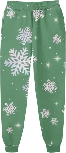 Vista 4 de Pantalones de chándal Estampado navideño para mujer rectos, cintura alta, elásticos, sueltos, básicos