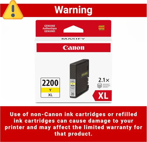 Vista 5 de Canon Ink Canon PGI-2200XL - Depósito de tinta amarillo auténtico, compatible con impresoras IB4120, MB5420, MB5120, IB4020, MB5020 y MB5320