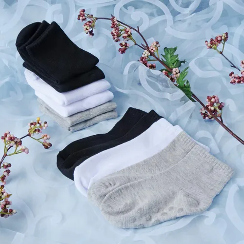 Vista 13 de Tenpluszero 12 pares de calcetines antideslizantes para niños pequeños con puños para bebés niños y niñas