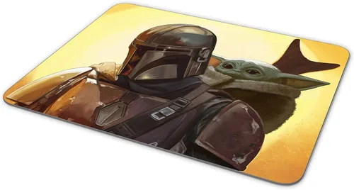 Vista 4 de Baby Yoda and Mandalorian - Alfombrilla rectangular de goma antideslizante para oficina