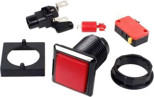 Vista 4 de EG Starts 10 pulsadores iluminados LED de forma cuadrada de arcade con microinterruptor para máquinas arcade, consolas de videojuegos, piezas de kit