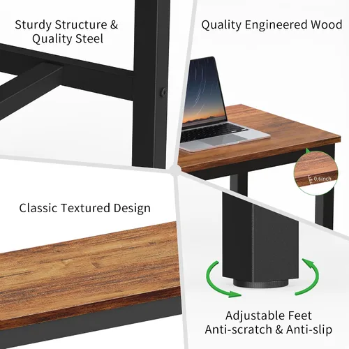 Vista 4 de Mr IRONSTONE - Mesa de bar, mesa alta de 47" para pub, mesa rectangular de altura de bar, consola/mesa de café para sofá, para espacios estrechos