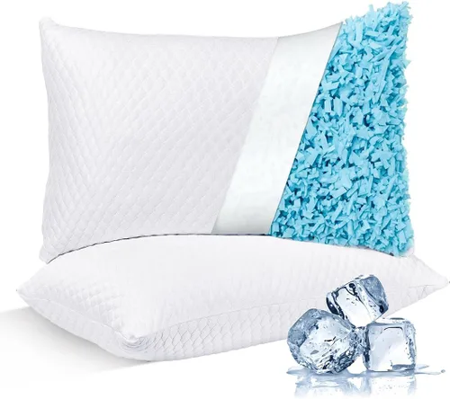 Vista 10 de NTCOCO Almohadas de cama de espuma viscoelástica trituradas para dormir, tamaño estándar, con almohada hipoalergénica extraíble lavable para dormir