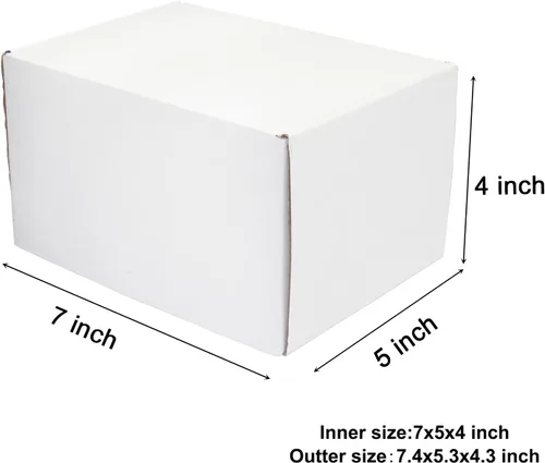 Vista 2 de zmybcpack Paquete de 25 cajas de cartón corrugado de 7 x 5 x 4 pulgadas, caja de envío de cartón blanco, caja de correo de literatura para enviar