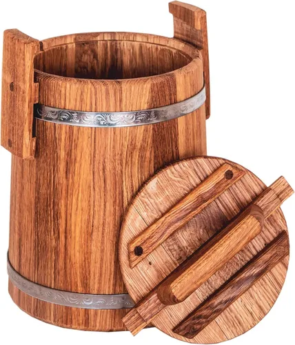 Vista 3 de Cubo de madera para encurtidos y chucrut, vasija de madera para fermentación