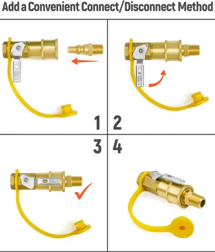 Vista 2 de GASPRO Kit de accesorios de conexión rápida de propano de 1/4 pulgadas, conexiones de gas LP para una fácil integración de sistemas de propano de RV