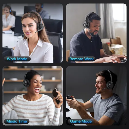 Vista 7 de Auriculares inalámbricos con micrófono para el trabajo, auriculares