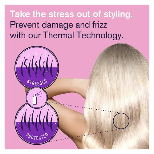 Vista 6 de Spray protector de calor formulado para cabello rubio, platino, ceniza y plata/gris. Fórmula profesional de protección térmica que minimiza
