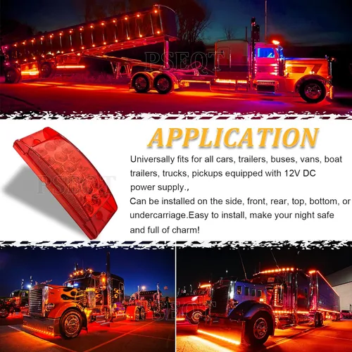 Vista 5 de PSEQT Luces de marcador rectangulares de 6 pulgadas, luces LED rojas para remolque, impermeables, con 20 diodos y luces direccionales delanteras