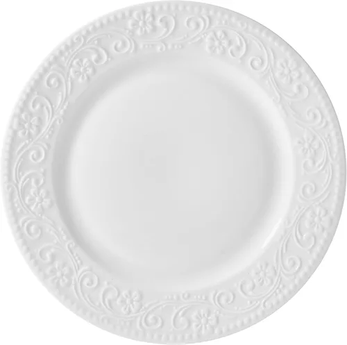 Vista 8 de Pfaltzgraff Charm - Juego de vajilla de 24 piezas, platos de porcelana blanca, cuencos