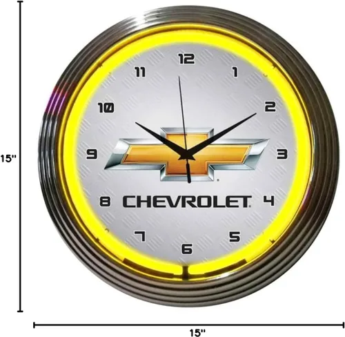 Vista 2 de GM Chevrolet Reloj de neón amarillo