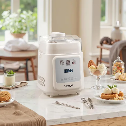 Vista 8 de VEVOR Máquina Automática Vertical de Helados con Compresor Incorporado, 1 Cuarto de Galón Sin Pre-congelación Fabricadora de Gelato y Máquina