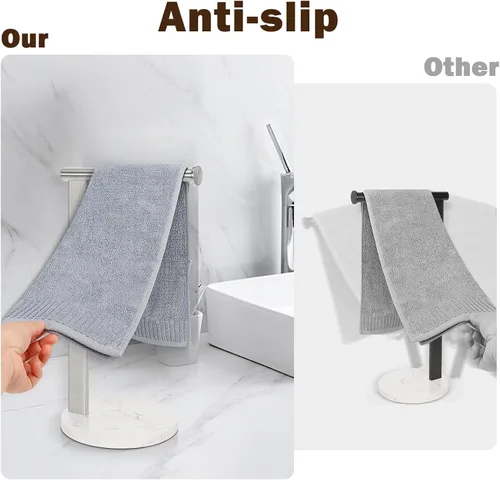 Vista 4 de Soporte para toallas de mano para baño, toallero de mano en forma de L, toallero de cocina, organizador de encimera, material de acero inoxidable