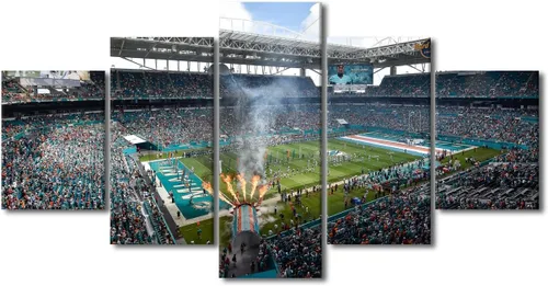 Vista 39 de Arte de pared en lienzo de estadio Allegiant, arte de pared para sala de estar, equipo de fútbol americano, pintura moderna de Nevada Las Vegas