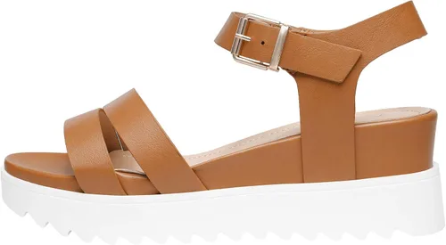 Vista 4 de DREAM PAIRS Sandalias de cuña con plataforma y puntera abierta, con correa de tobillo para mujer