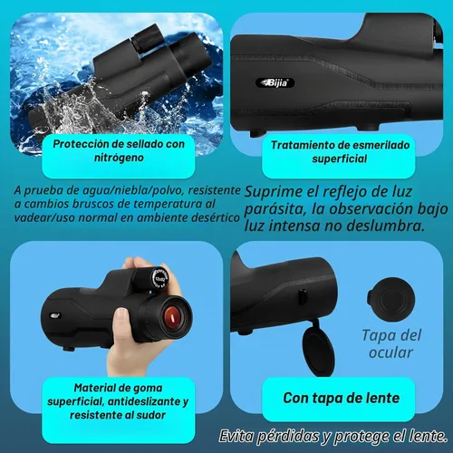 Vista 7 de BIJIA Telescopio monocular ED de 12 x 52 con trípode y adaptador de teléfono, prisma BAK4, lente totalmente multicapa, alcance impermeable de alta