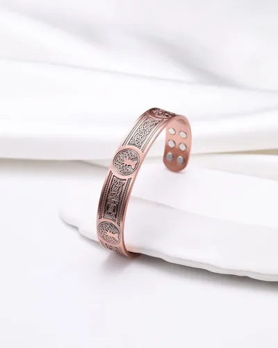 Vista 9 de Jecanori Pulseras magnéticas de cobre eficaces para hombres, pulsera magnética ultra fuerte con tamaño también