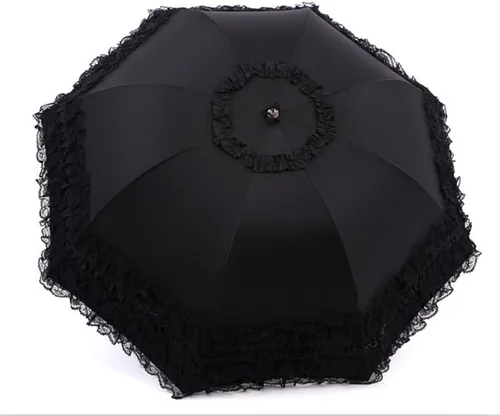 Vista 2 de Honeystore Paraguas plegable a prueba de rayos ultravioleta Princess Lace Parasol con cúpula anti-UV