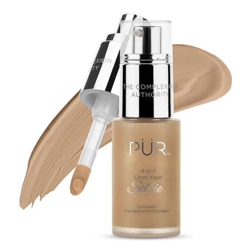 Vista 31 de PÜR MINERALS 4-in-1 Love Your Selfie Foundation & Concealer - Longwear Medium-to-Full Coverage Liquid Makeup Foundation with Hydrating Blend for