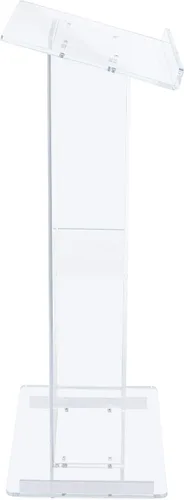 Vista 6 de OEF Furnishings CoreGhost Series - Atril acrílico transparente moderno de grado comercial con estante (superficie de lectura de 24 pulgadas)