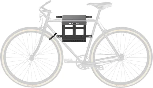 Vista 7 de Mount-It! Soporte de pared para bicicleta con estante y ganchos, soporte horizontal para interiores para garaje, hogar, ahorro de espacio, colgador