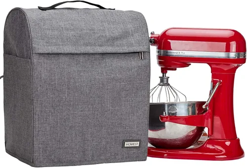 Vista 8 de HOMEST Funda Acolchada Antipolvo para Batidora de Pie con Bolsillos Compatible con KitchenAid de 5/4.5 Cuartos de Galón Cabezal Inclinable, Negro