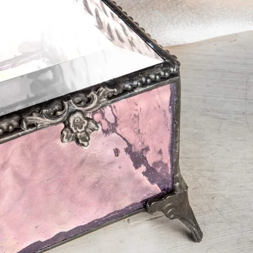 Vista 6 de Caja de recuerdo personalizada de regalo de primera comunión para niña, vitral, joyería grabada J Devlin EB218-2 (rosa)