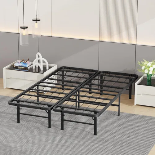Vista 11 de BestMassage Marco de cama individual Metal Láminas de acero resistentes con 6 patas Resistente, plegable, no necesita somier Fácil