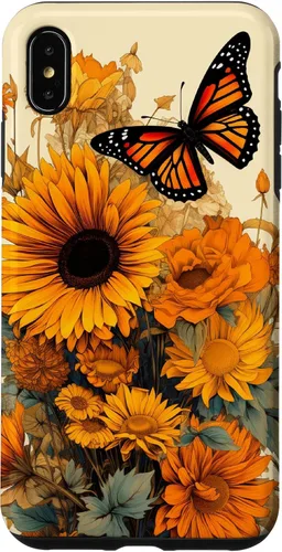 Vista 11 de Vintage Sunflower and Monarch Butterfly Case for iPhone 17