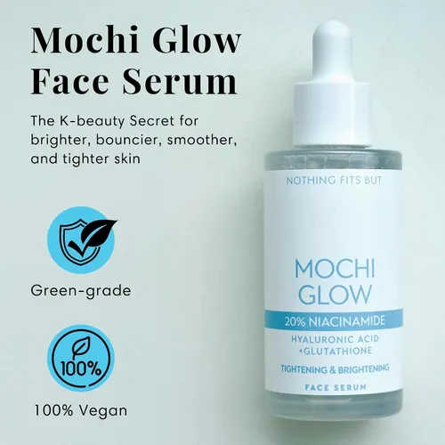 Vista 2 de Mochi Glow - Suero de niacinamida al 20% para cara, suero de piel de alta potencia para apretar los poros con ácido hialurónico y glutatión, suero