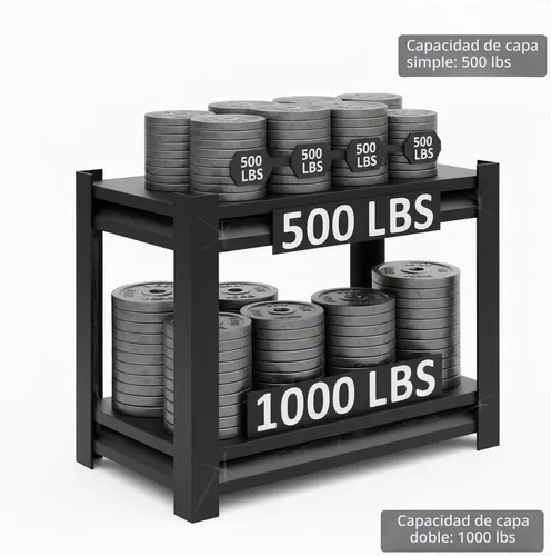 Vista 4 de Estantería de garaje resistente de 5 niveles, capacidad de 1,000 libras, estantería de almacenamiento de madera ajustable para garaje, cuarto