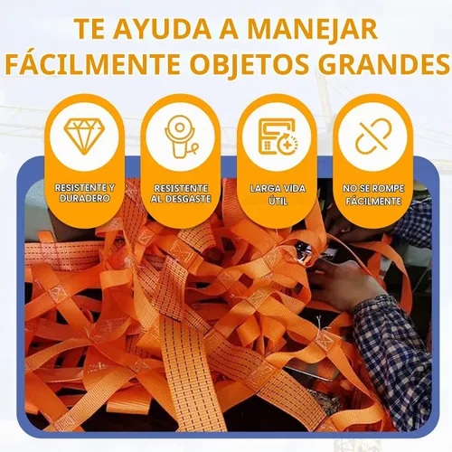 Vista 4 de Correas de elevación de seguridad, red de elevación plana de nailon, redes de elevación de carga de 3.3 x 3.3 pies, capacidad de carga de 1100