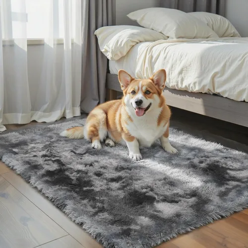 Vista 106 de Alfombras pequeñas de 2 x 3 pies, alfombra negra para dormitorio, alfombra moderna de pelo largo, alfombra pequeña, alfombra de noche esponjosa