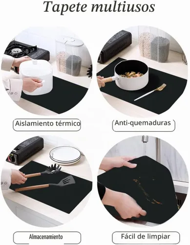 Vista 6 de emolife Alfombrilla resistente al calor para freidora de aire, alfombrillas de silicona gruesas para encimera de cocina, protector de encimera Negro