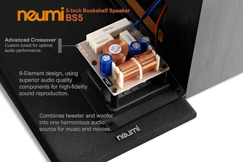 Vista 7 de NEUMITECH NEUMI BS5 - Altavoces pasivos para estantería, woofer de 5 pulgadas, tweeter de 1 pulgada, madera oscura, 1 par