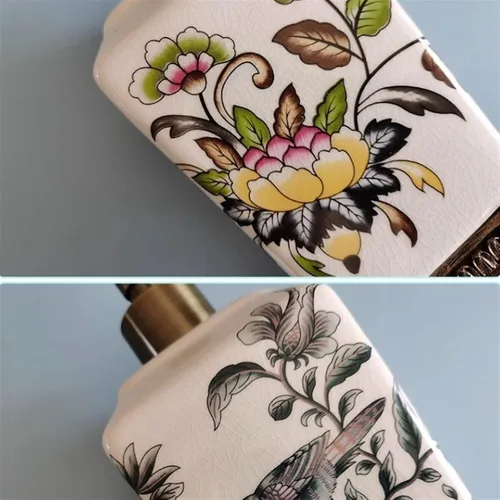Vista 4 de Bathroom Soap Dispenser 340ML Personalized Crack Ceramic Soap Dispenser Retro Large Lotion Sub Bottle Resin Base Reusable Pump-Bottles Dispensers