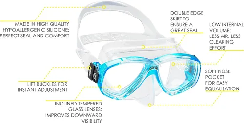 Vista 2 de Cressi PERLA, Máscara de Silicona de Pequeño Volumen Interior para Adultos, Buceo - Cressi: Calidad Italiana desde 1946