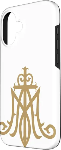Vista 2 de Funda católica con monograma para iPhone 16 Virgin Mary Insignia Ave Maria
