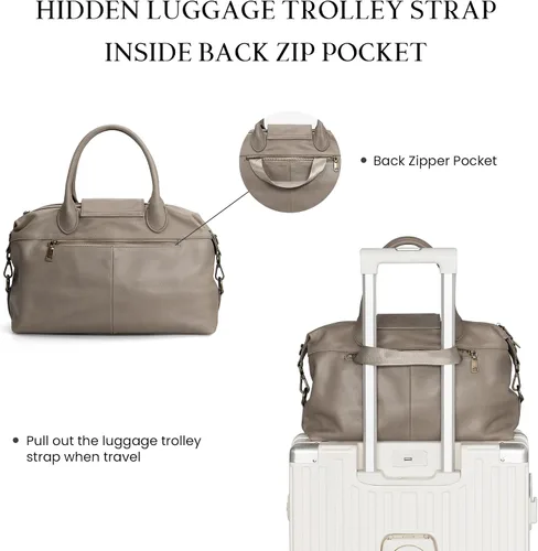 Vista 6 de befen Bolso de mano vintage de cuero genuino para mujer, bolso de mano con asa superior, bolso de cuero grande, bandolera de hombro