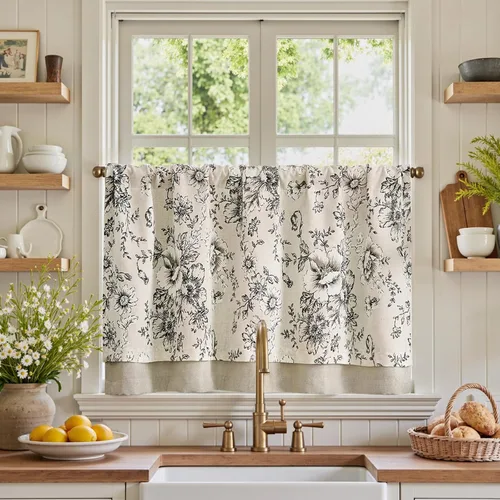 Vista 61 de Jinchan - Cortinas de lino texturizado para cocina, 24 pulgadas, natural, 2 paneles Mezcla de lino beige natural