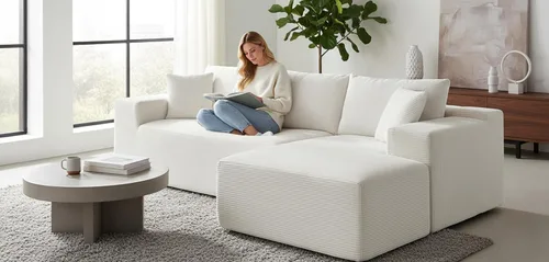 Vista 9 de Container Furniture Direct Ridge - Sofá convertible de pana en forma de L de 2 piezas en caja con almohadas, sofá modular de 3 plazas, muebles